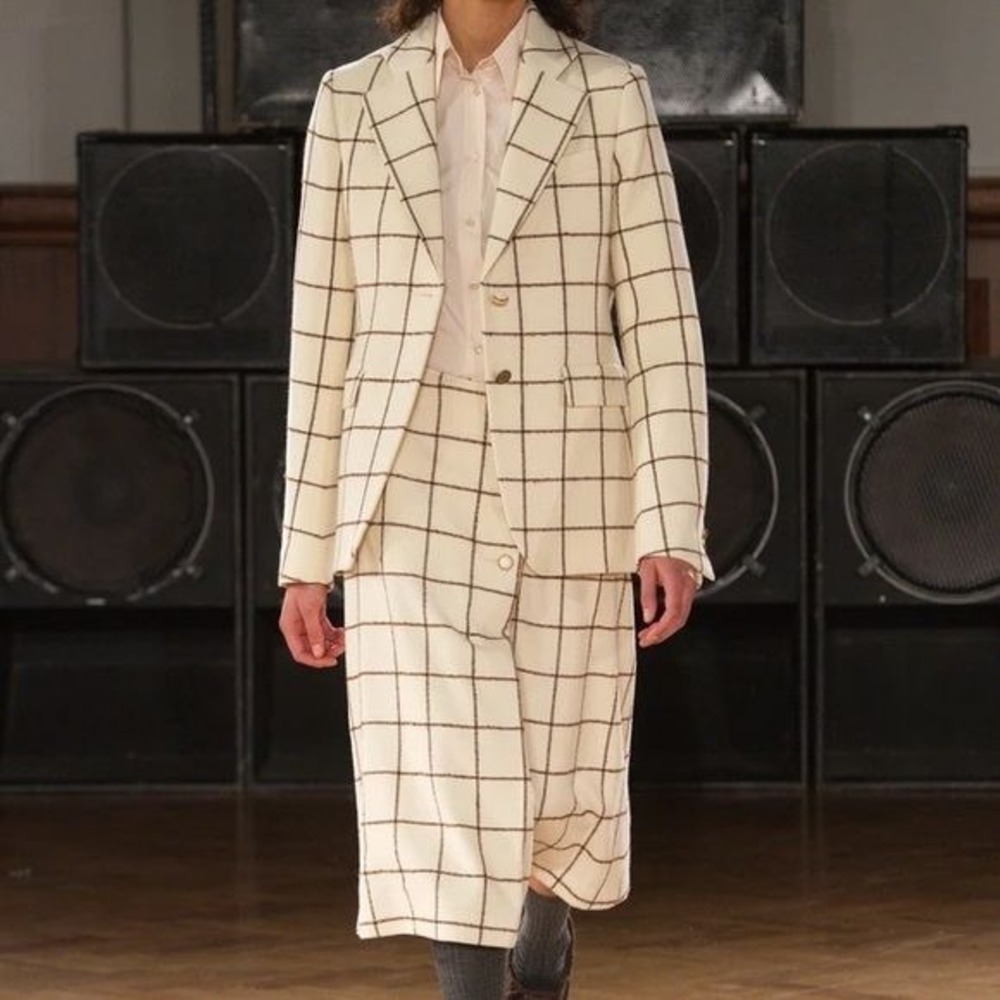 Wales‎ Bonner Judah Checked Windowpane Wool Blazer Sz 40